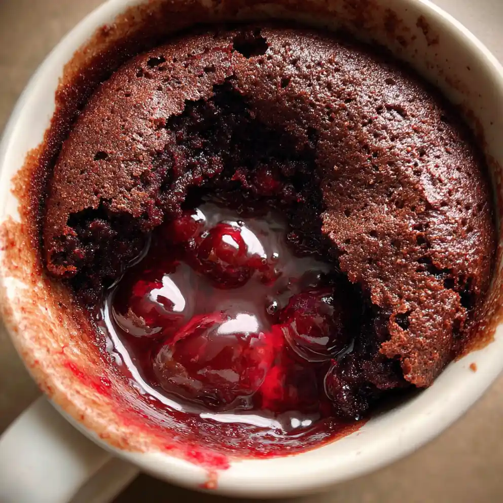 Brownie In A Mug Recipe Molten Cocoa Cup With Cherry Stain 1761861369.8557348