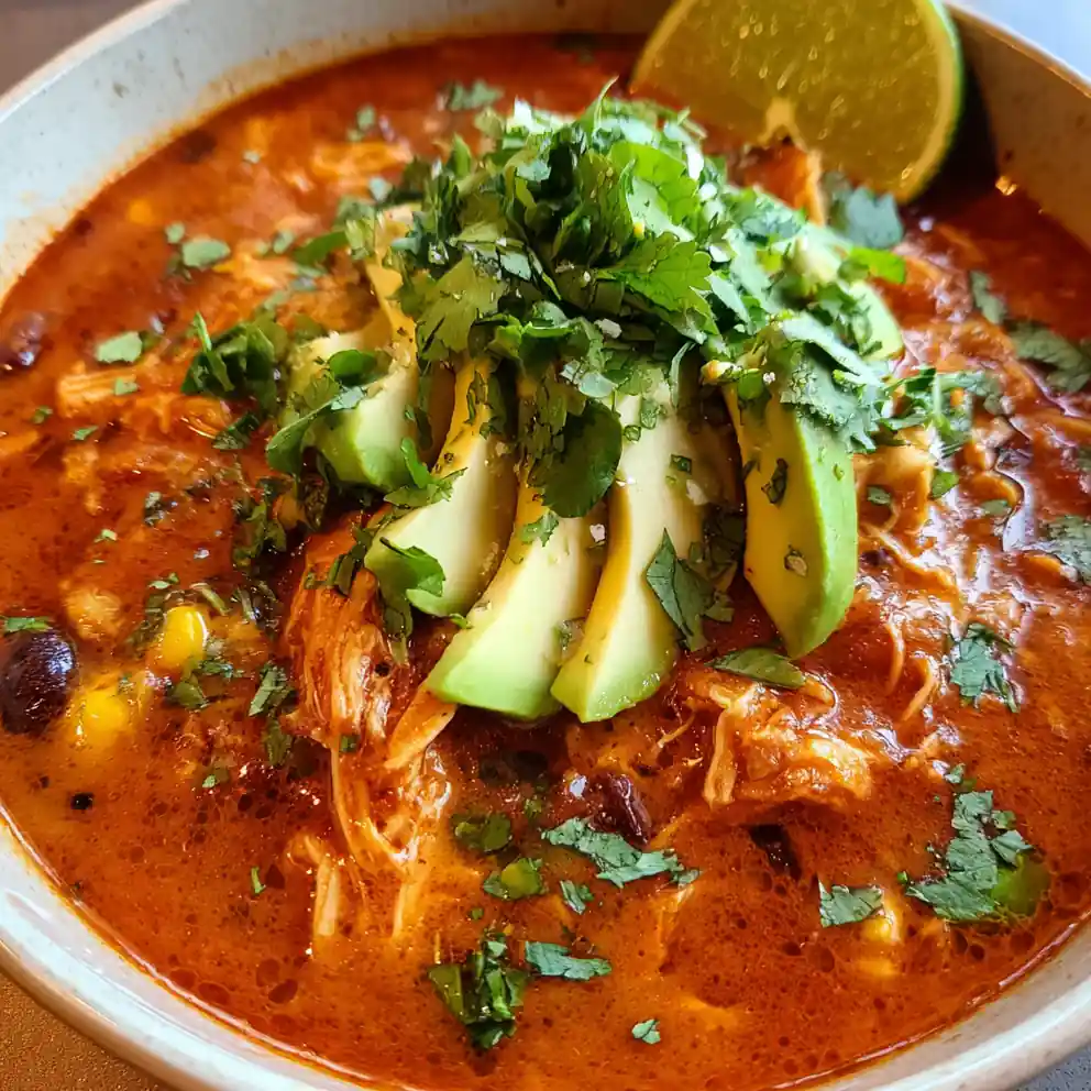 Chicken Enchilada Soup Recipe Fire-Rojo Bowl With Avocado Ribbons 4 chicken enchilada soup recipe Fire-Rojo Bowl with Avocado Ribbons