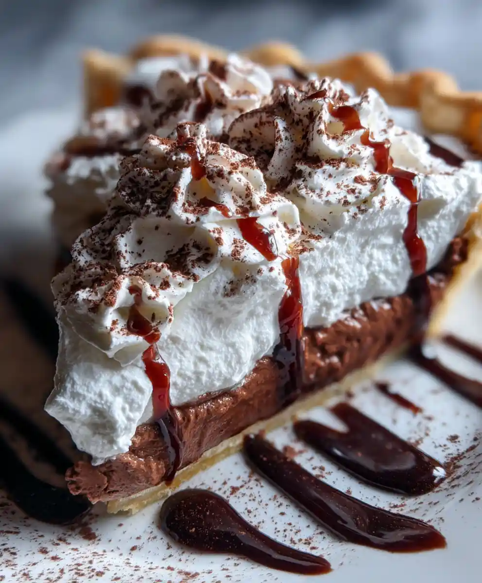 Chocolate Cream Pie Recipe With Cocoa Dust And Cherry Drip 5 chocolate cream pie recipe with Cocoa Dust and Cherry Drip