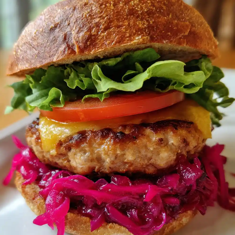 Easy Turkey Burger Recipe With Beet Pickled Onion Stack 4 easy turkey burger recipe With Beet Pickled Onion Stack