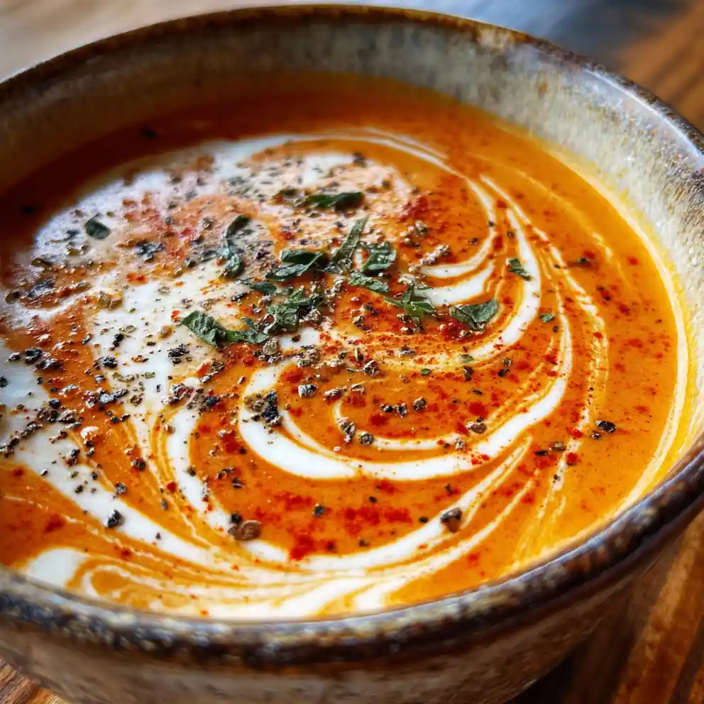 Simple Mushroom Soup Recipe With Paprika Cream Swirl 4 simple mushroom soup recipe With Paprika Cream Swirl