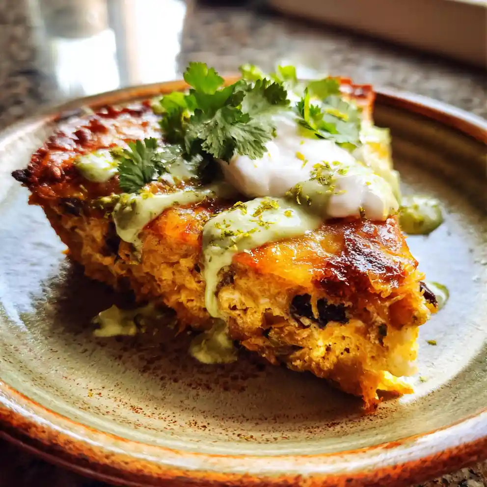 Cheesy Baked Huevos Rancheros Casserole With Avocado Cilantro Crema Swirl 4 Cheesy Baked Huevos Rancheros Casserole with Avocado Cilantro Crema Swirl