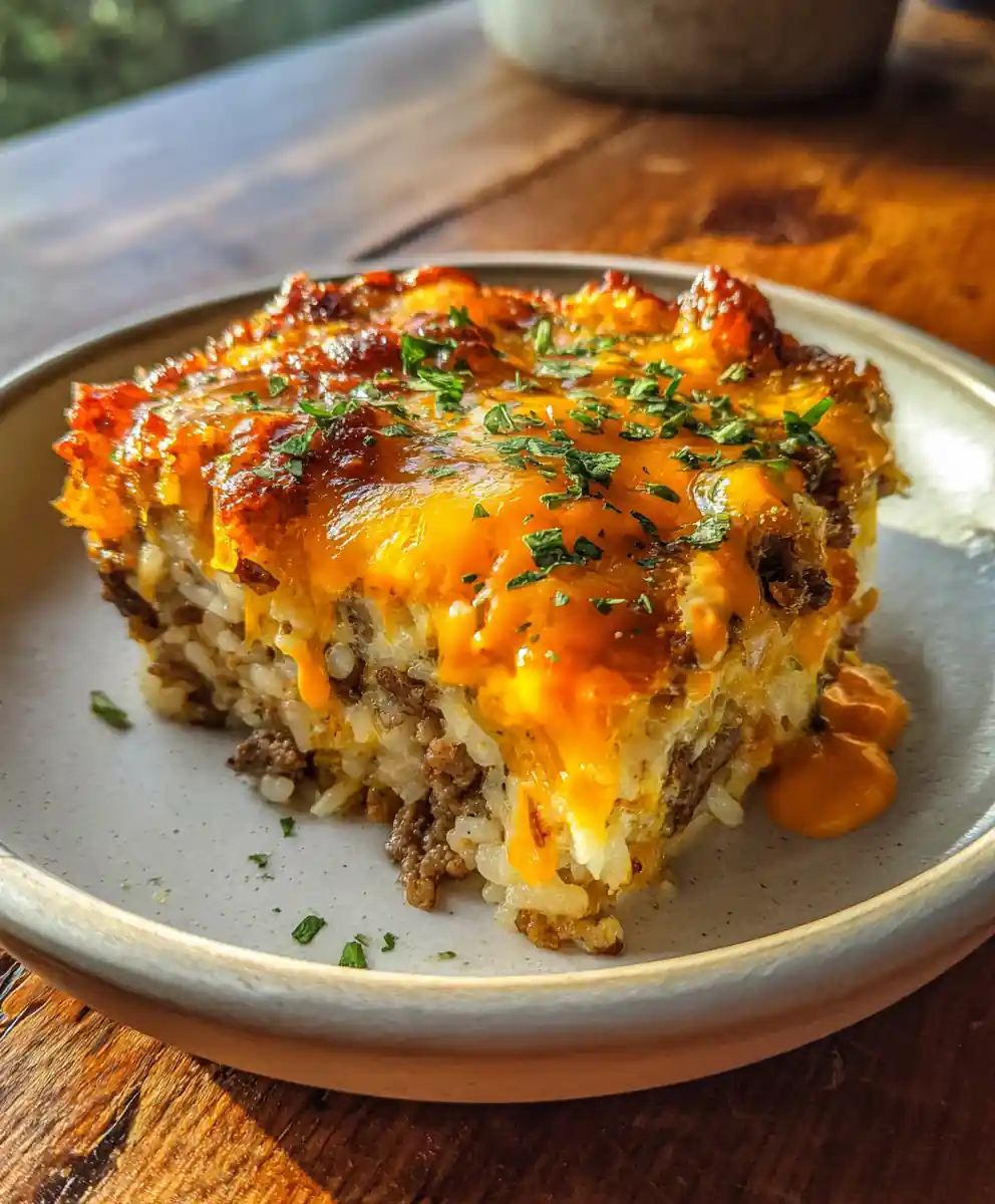 Cheesy Hamburger Rice Casserole With Chipotle Lime Cream Swirl 5 Cheesy Hamburger Rice Casserole with Chipotle Lime Cream Swirl