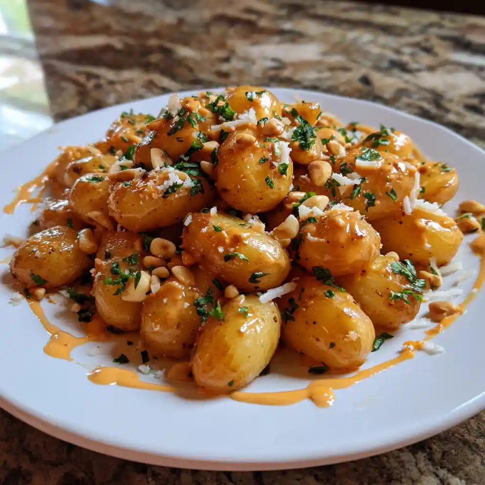 Crispy Garlic Skillet Potatoes With Smoked Paprika Cream Swirl 4 Crispy Garlic Skillet Potatoes with Smoked Paprika Cream Swirl