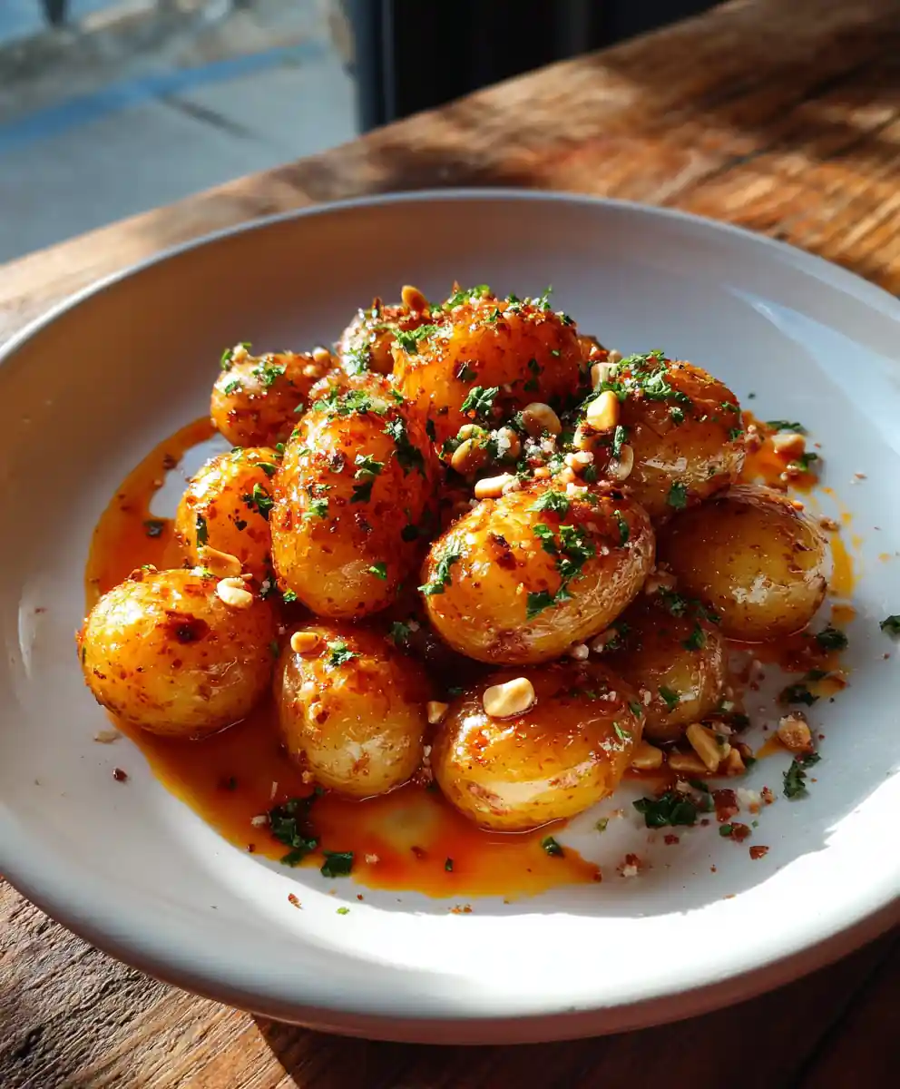 Crispy Garlic Skillet Potatoes With Smoked Paprika Cream Swirl 5 Crispy Garlic Skillet Potatoes with Smoked Paprika Cream Swirl