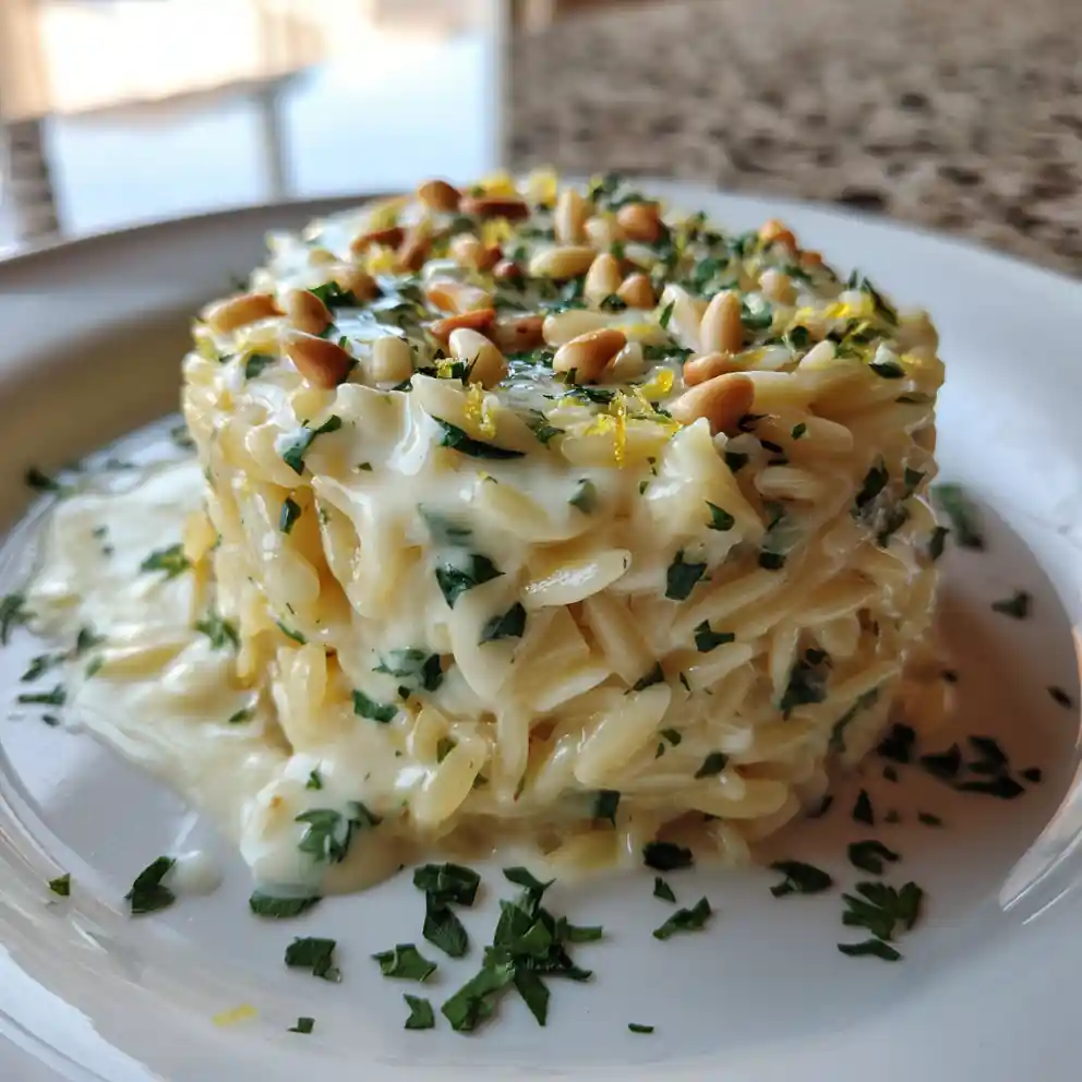 Garlic Parmesan Orzo Pasta With Lemon Herb Cream Swirl 4 Garlic Parmesan Orzo Pasta with Lemon Herb Cream Swirl