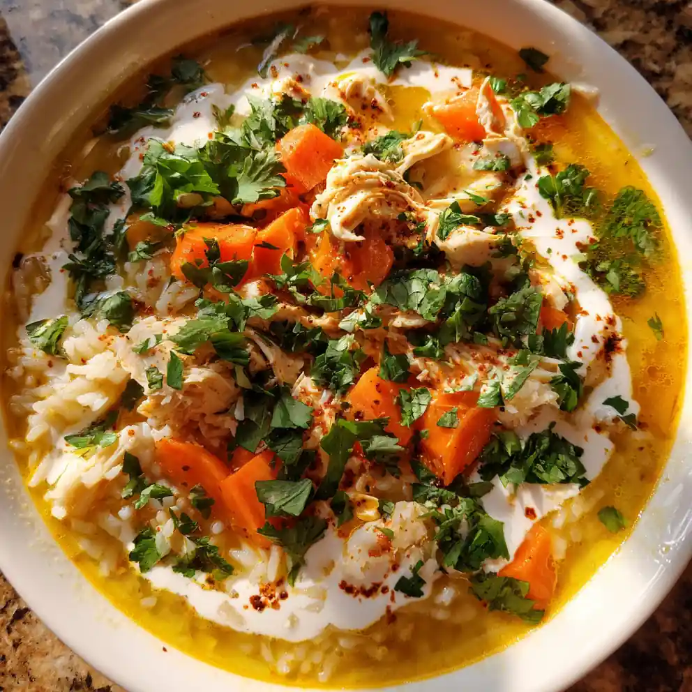 Lemon Ginger Turmeric Chicken And Rice Soup With Coconut Lime Cream Swirl 4 Lemon ginger turmeric chicken and rice soup with coconut lime cream swirl