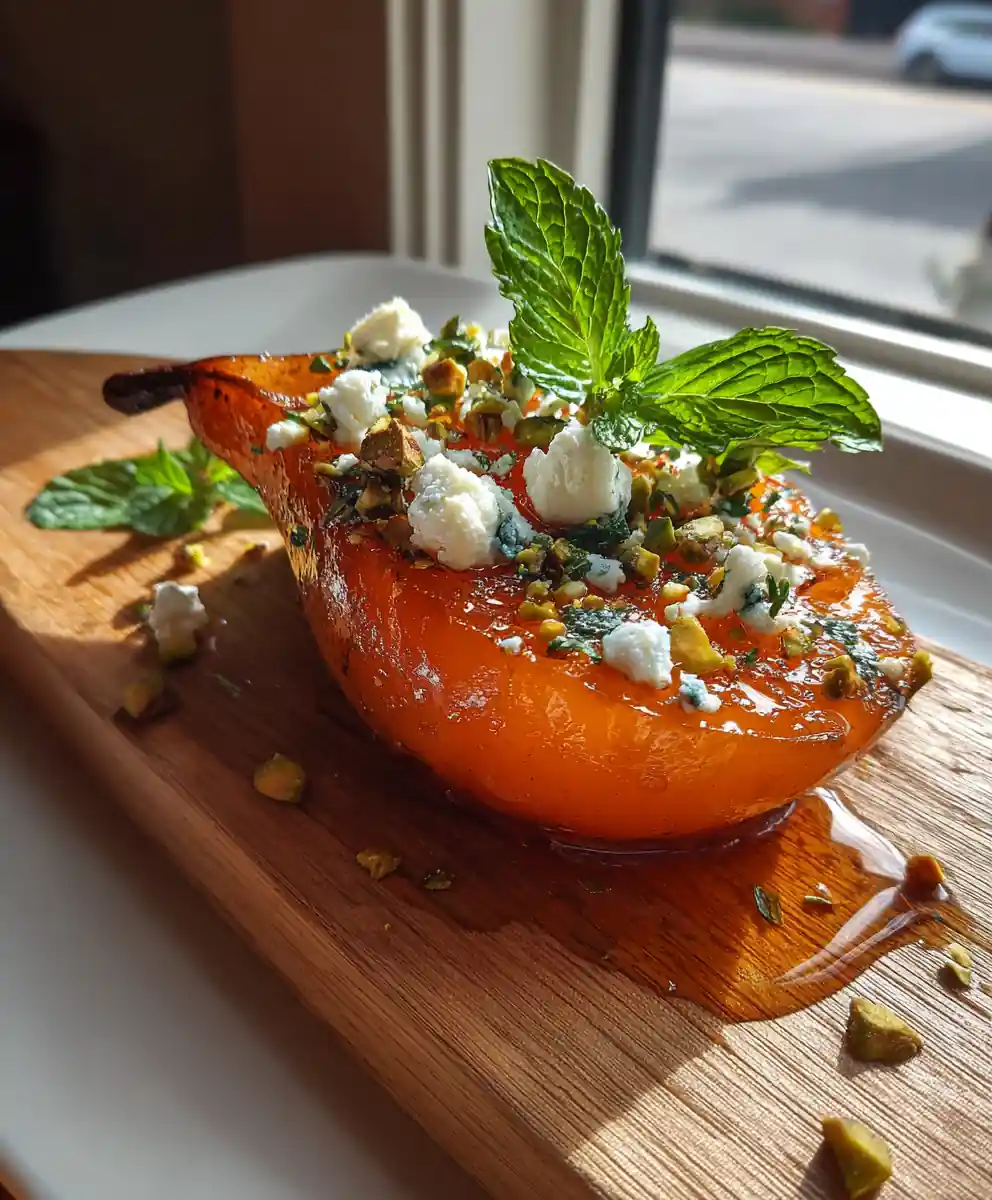 Orange Honey Glazed Baked Pears With Pistachio Crusted Feta 5 Orange Honey Glazed Baked Pears with Pistachio Crusted Feta