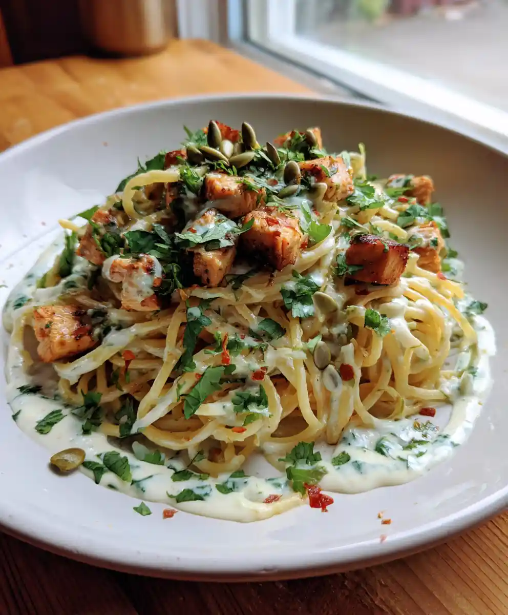Baked Monterey Chicken Spaghetti With Lime Cilantro Cream Swirl 5 Baked Monterey Chicken Spaghetti With Lime Cilantro Cream Swirl