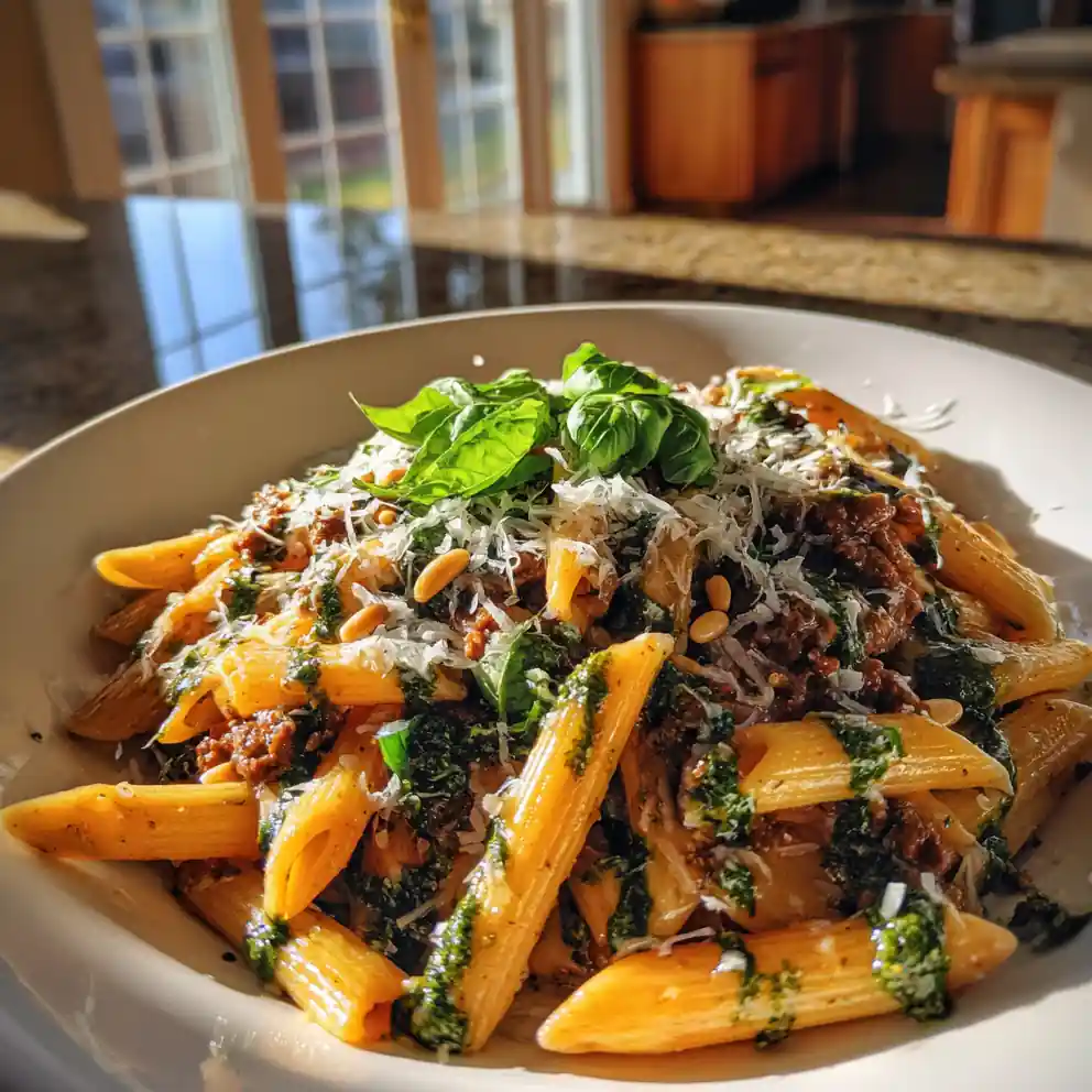 Creamy Beef Pasta With Sun Dried Tomato Spinach Swirl 4 Creamy Beef Pasta With Sun Dried Tomato Spinach Swirl