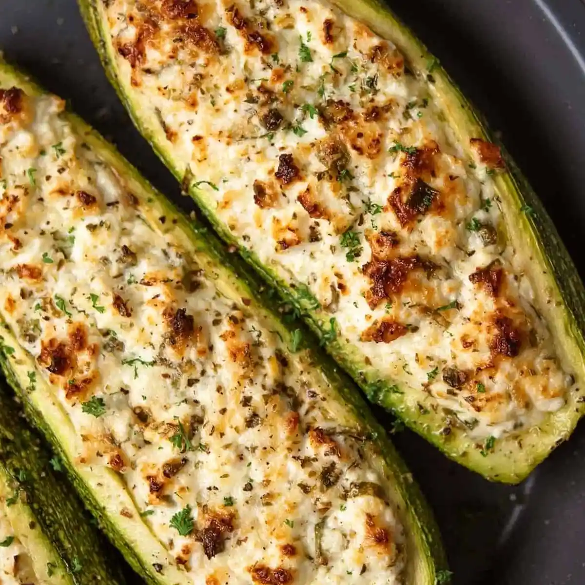 Greek Feta and Gruyere Stuffed Zucchini Boats 3 Recipe image