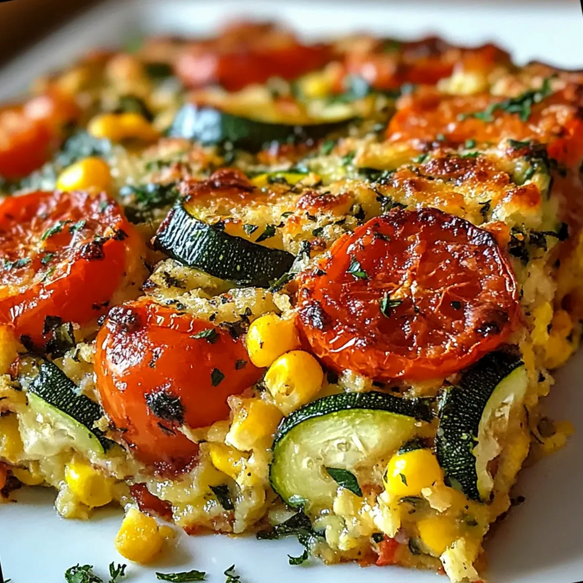Irresistibly Cheesy Zucchini Corn Tomato Bake with Parmesan Crust 3 Recipe image