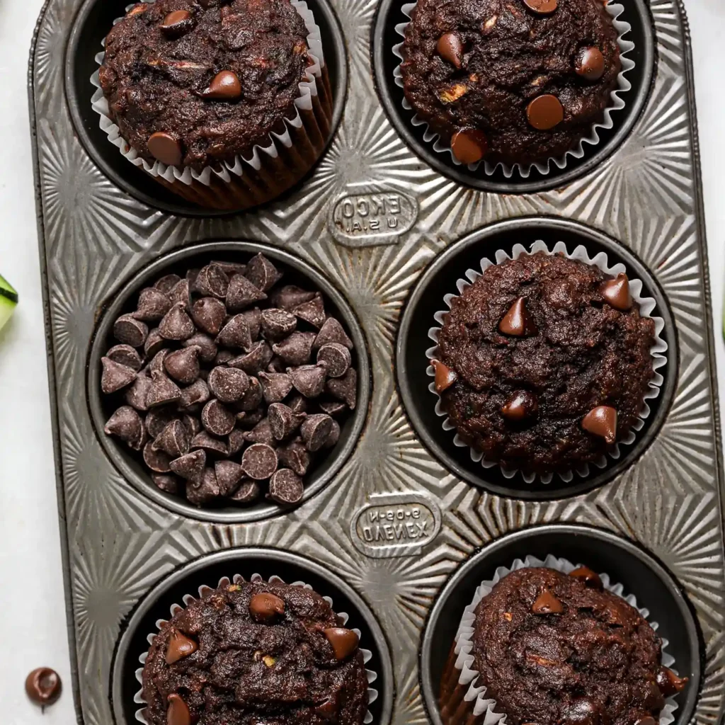 Healthy and Moist Chocolate Zucchini Muffins