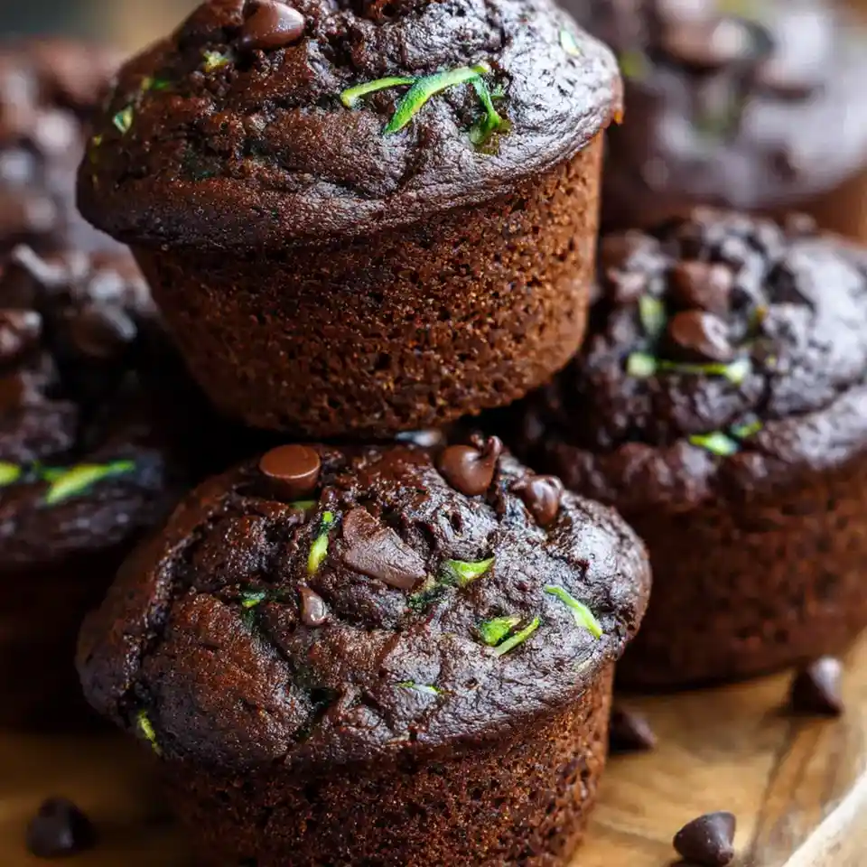 Rich Double Chocolate Zucchini Muffins 3 Recipe image