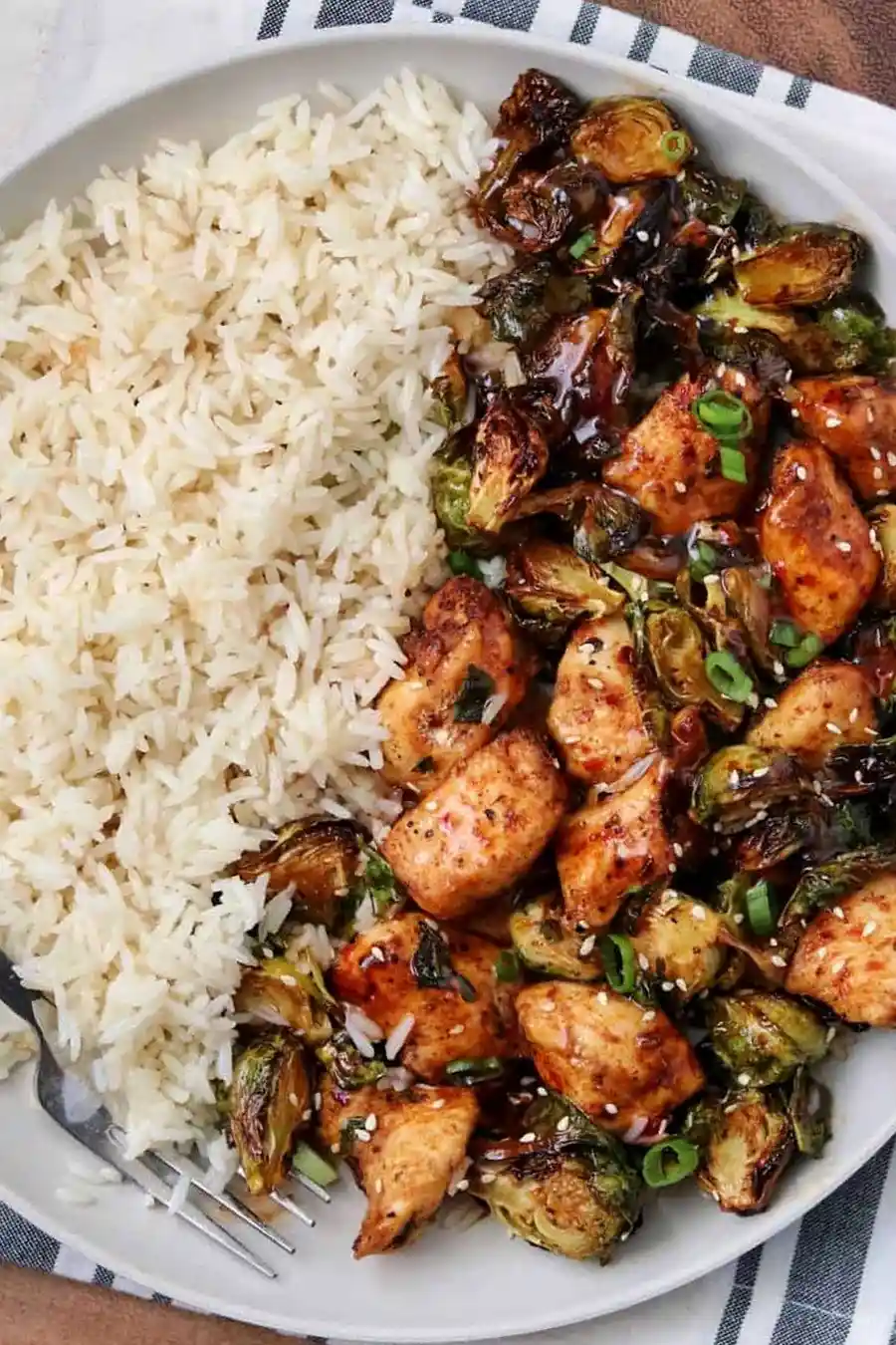 Air Fryer Sweet Chili Chicken and Brussels Sprouts 3 Recipe image