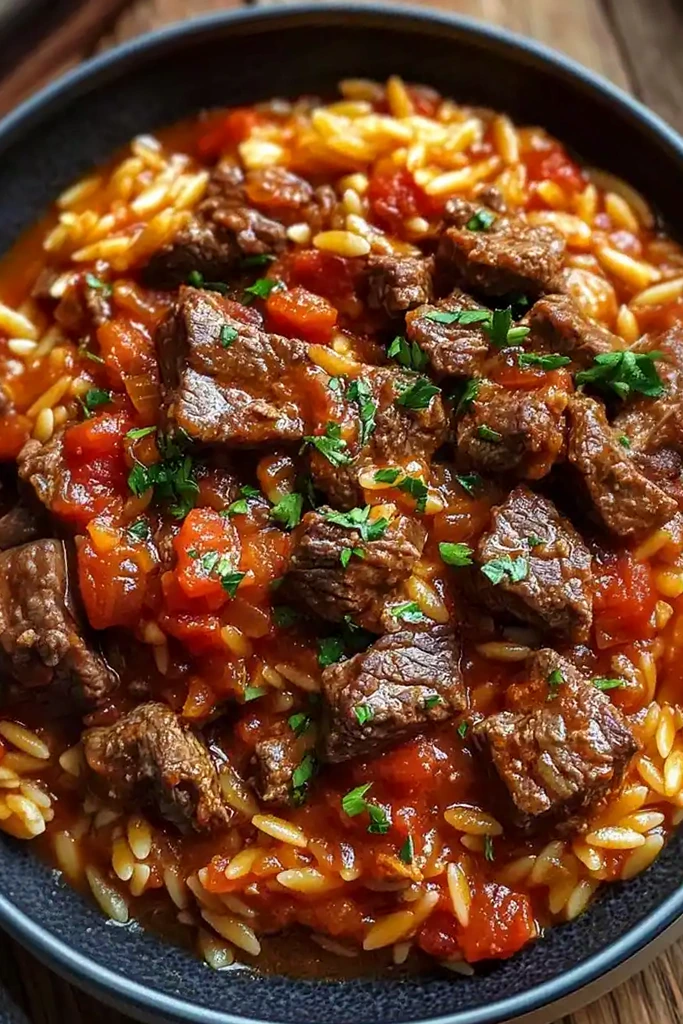 Hearty Beef Giouvetsi: Traditional Greek Beef Orzo Pasta