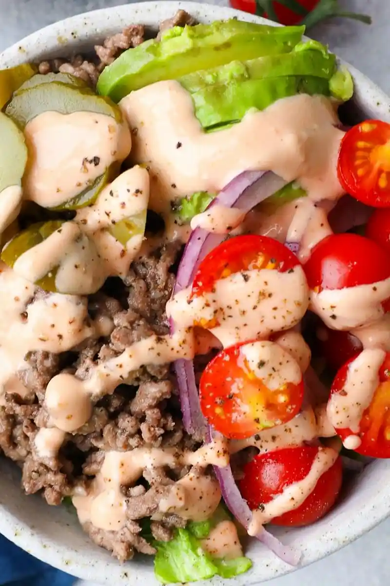 Healthy Low-Carb Burger Bowls 3 Recipe image