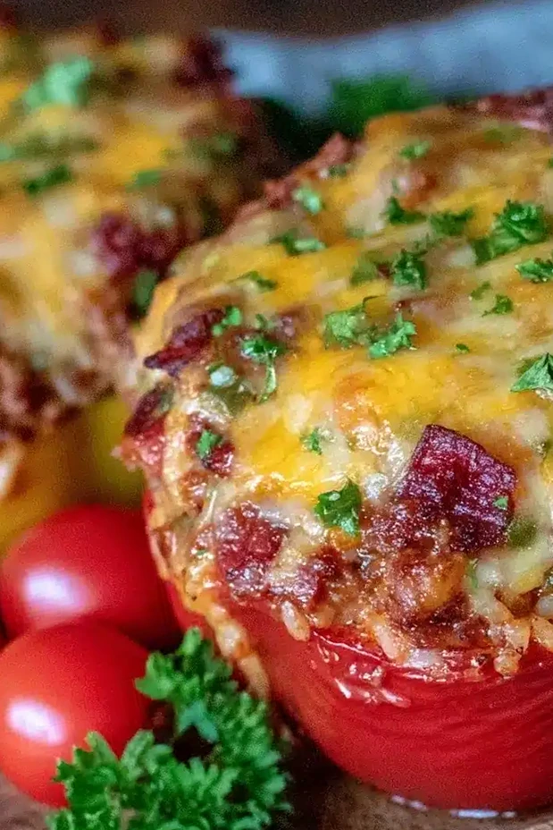 Cheesy Ground Beef and Rice Stuffed Bell Peppers 3 Recipe image