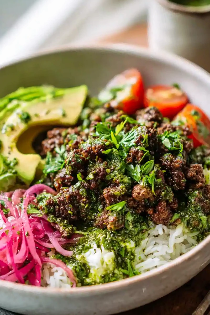 Ground Beef Chimichurri Bowls 3 Recipe image
