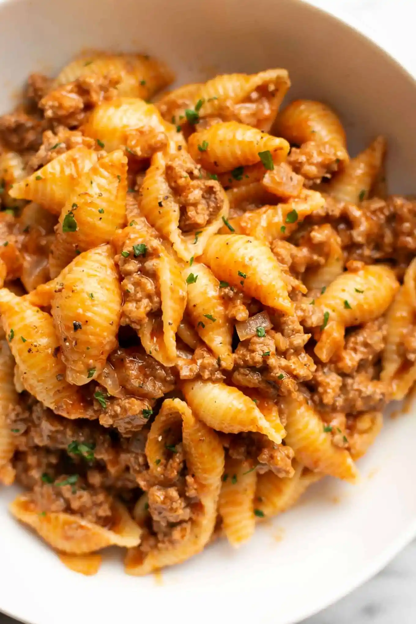 Easy Creamy Beef and Shells Pasta 3 Recipe image