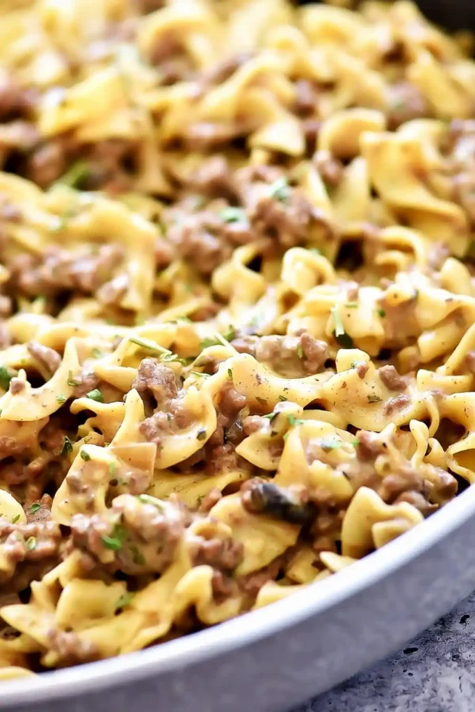 Creamy Ground Beef Stroganoff