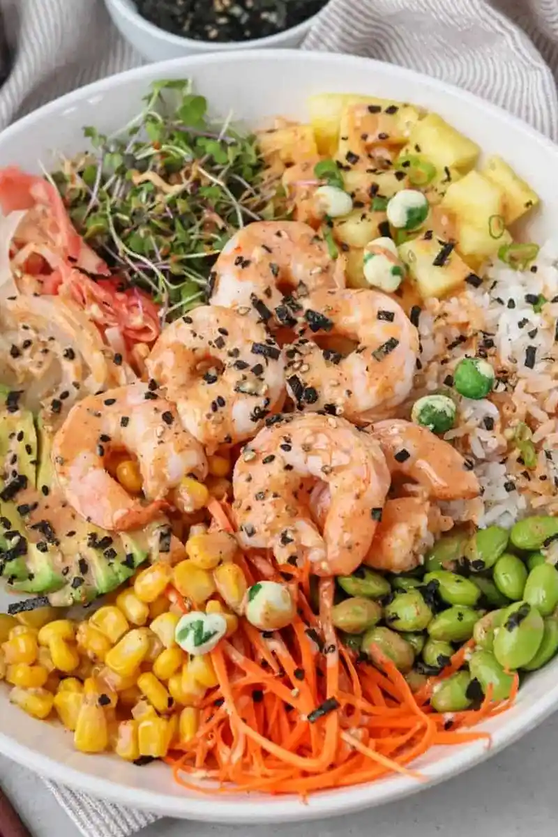 Hawaiian Shrimp Poke Bowl 3 Recipe image