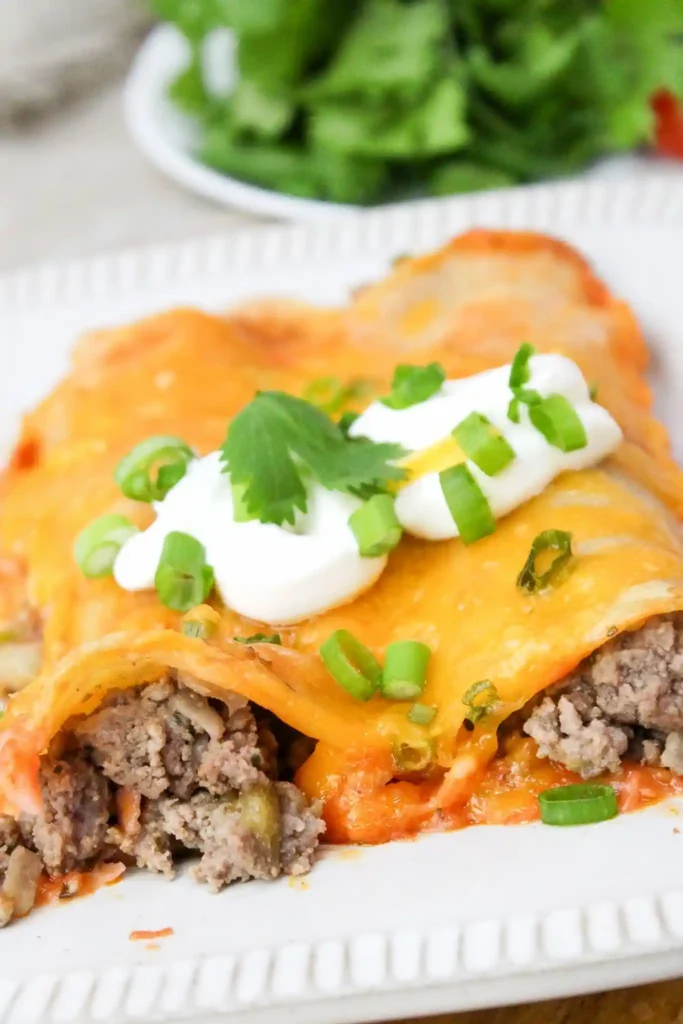 Hearty Red Sauce Beef Enchiladas
