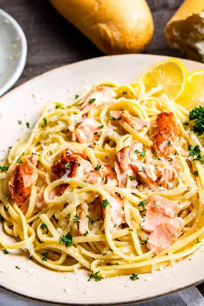Pan-Seared Salmon Pasta with Lemon Cream Sauce 3 Recipe image