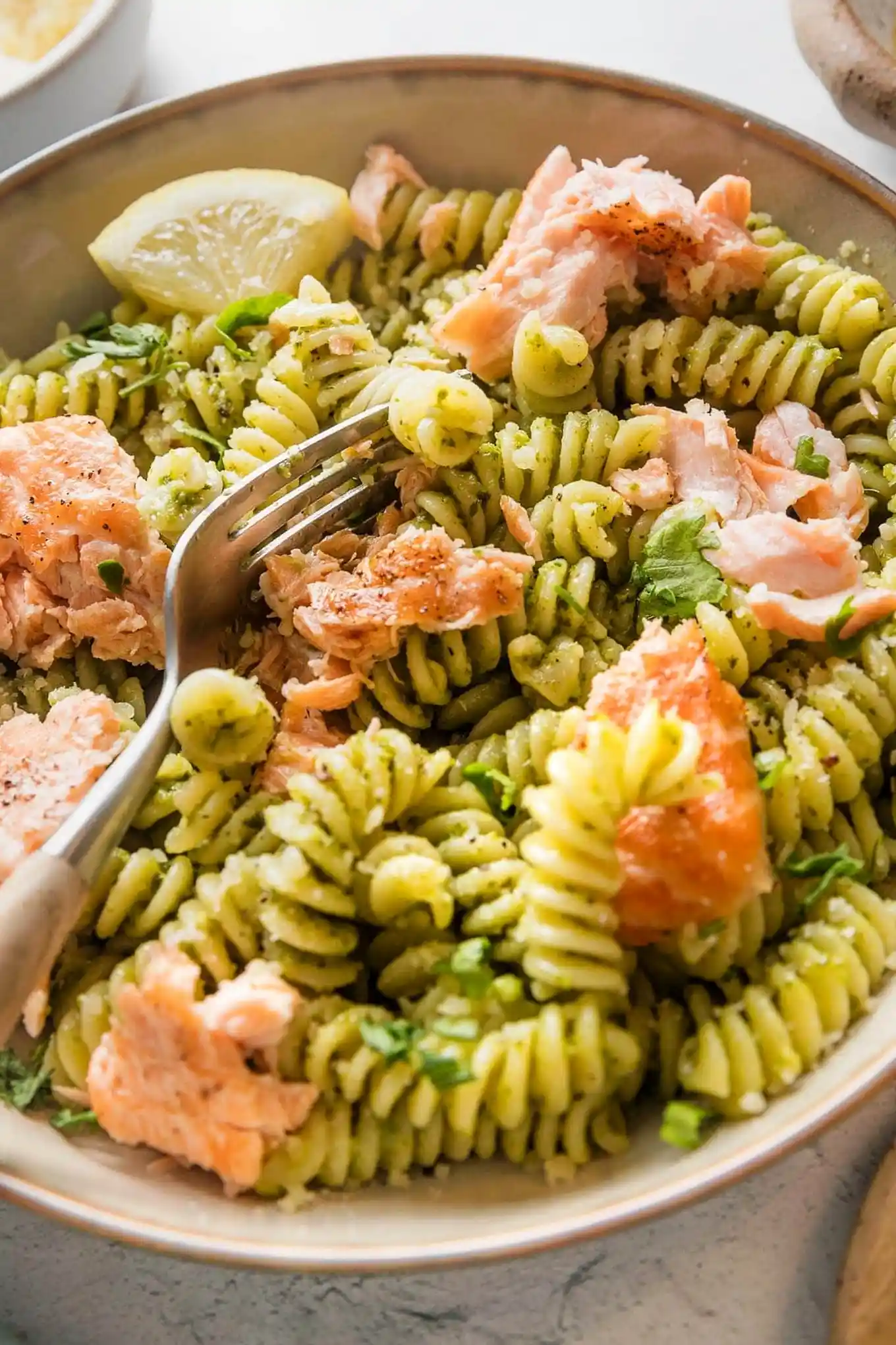 Roasted Salmon Pesto Pasta 3 Recipe image