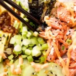 Roasted Salmon Sushi Bowls with Ginger Soy Dressing 4 Roasted Salmon Sushi Bowls with Ginger Soy Dressing