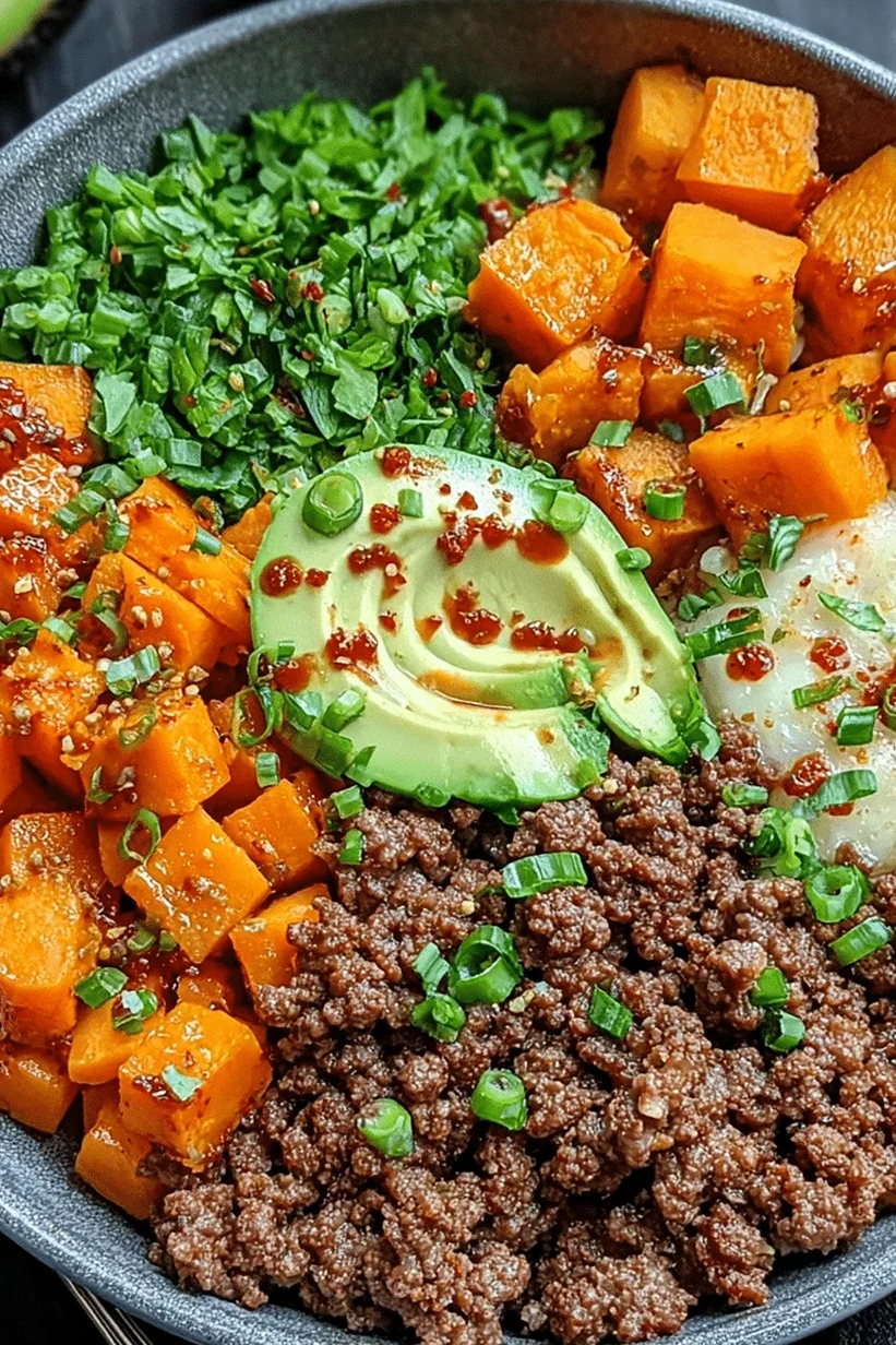 Spicy Ground Beef and Sweet Potato Protein Bowls 3 Recipe image