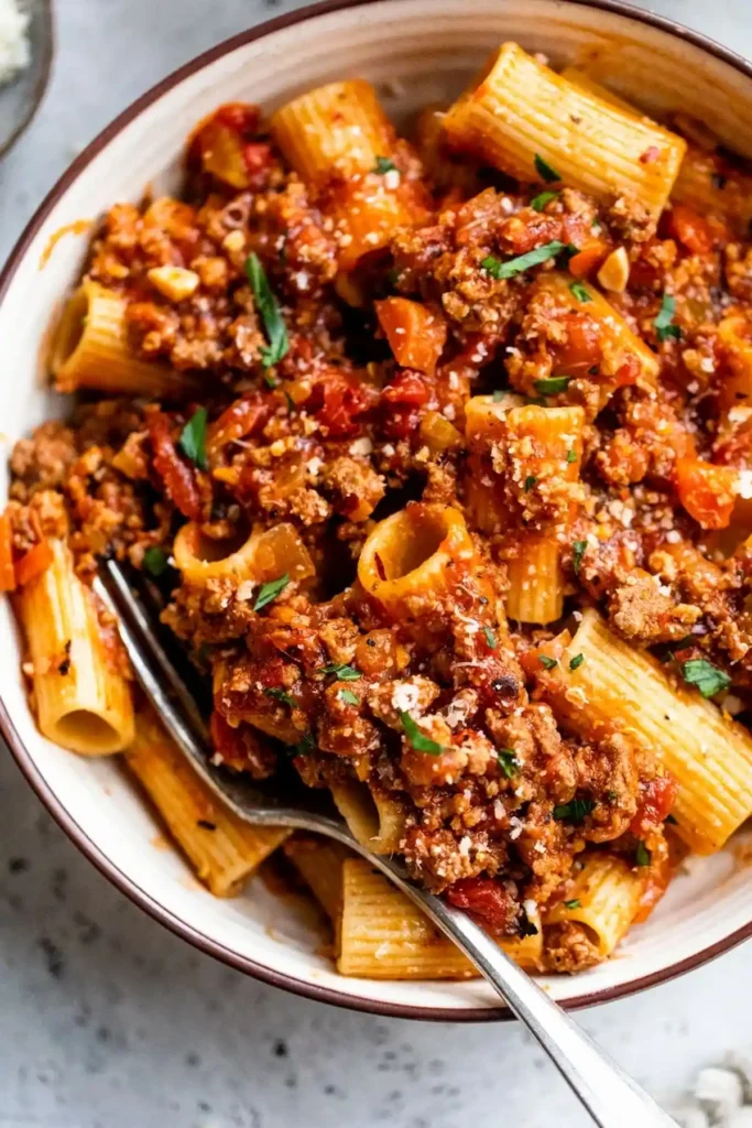 Hearty One-Pot Rigatoni Bolognese