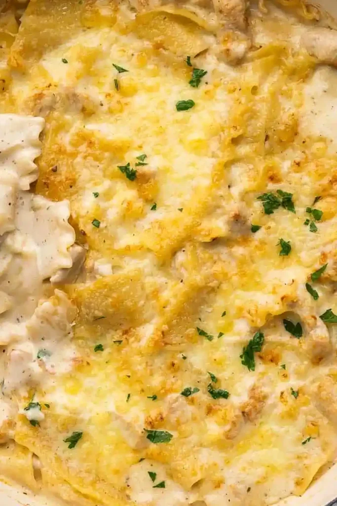 Creamy White Chicken Skillet Lasagna