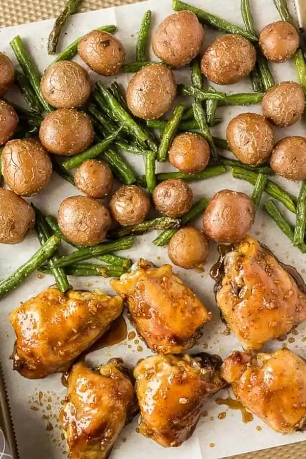 Honey Garlic Chicken Thighs Sheet Pan Dinner 3 Recipe image