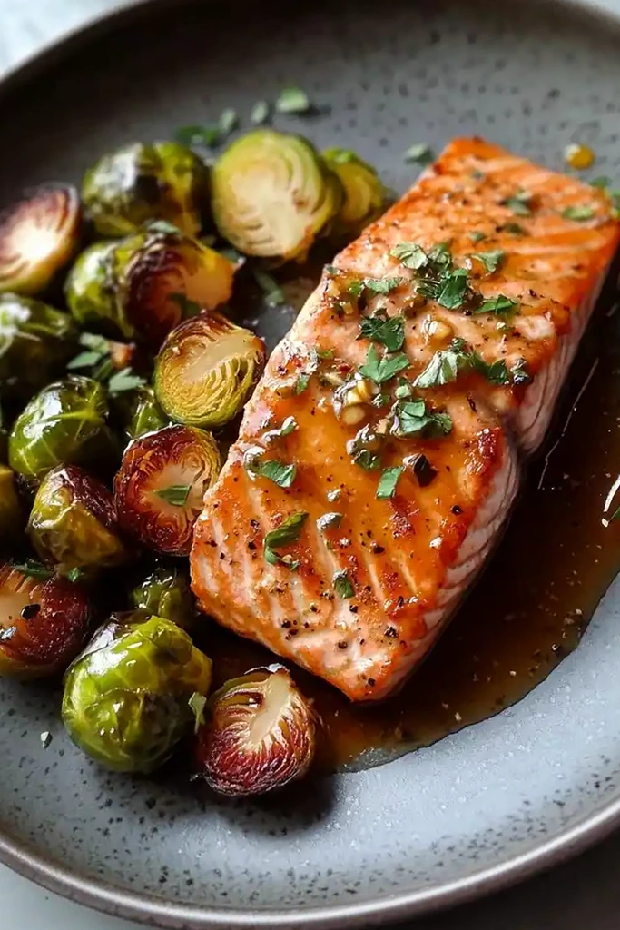 Honey Garlic Salmon and Roasted Brussels Sprouts 3 Honey Garlic Salmon and Roasted Brussels Sprouts