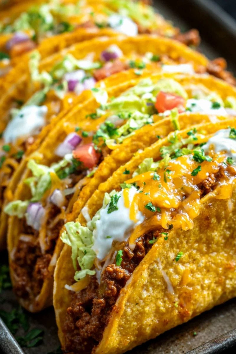 Oven Baked Crispy Cheesy Beef Tacos 3 Recipe image
