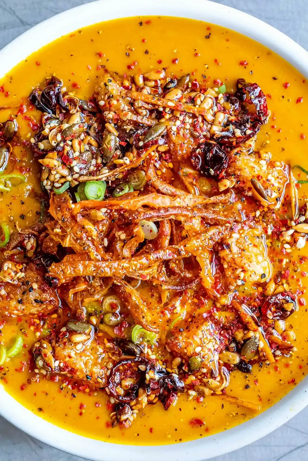 Spicy Miso Carrot Soup with Crispy Rice Croutons 3 Recipe image