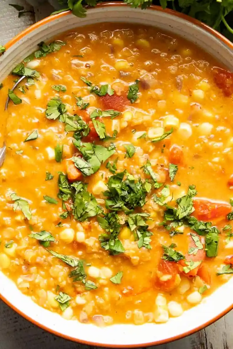 Hearty Red Lentil Corn Chowder 3 Recipe image