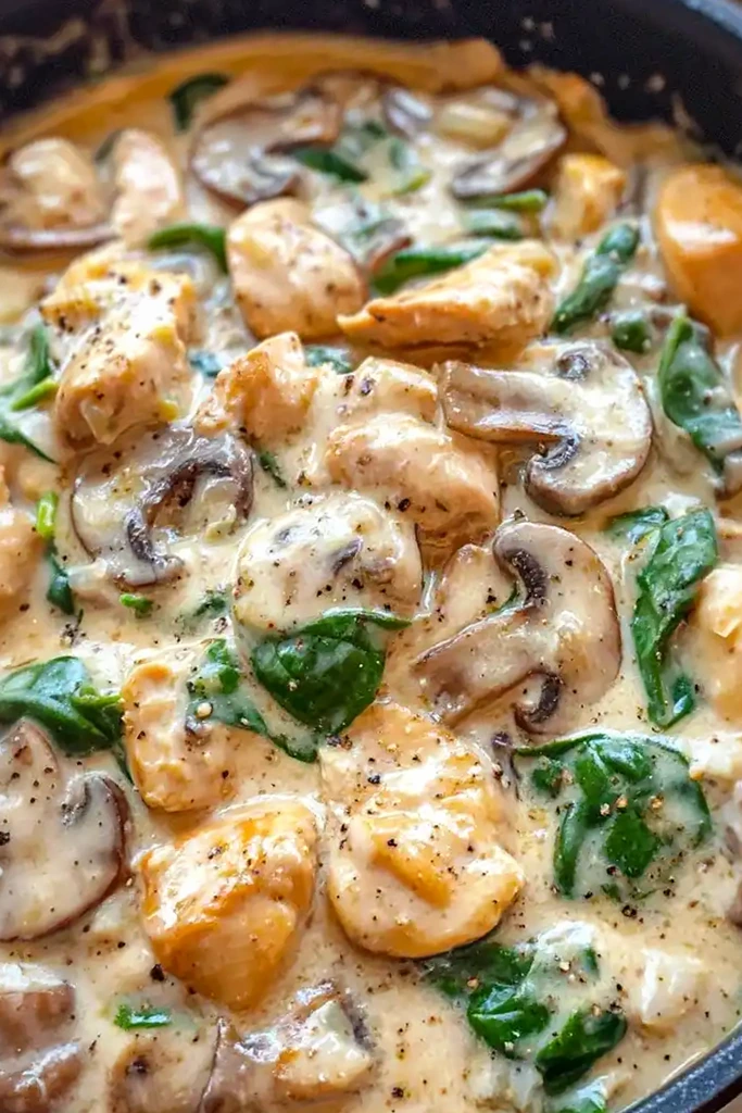 Creamy Chicken Mushroom Spinach Skillet 3 Creamy Chicken Mushroom Spinach Skillet
