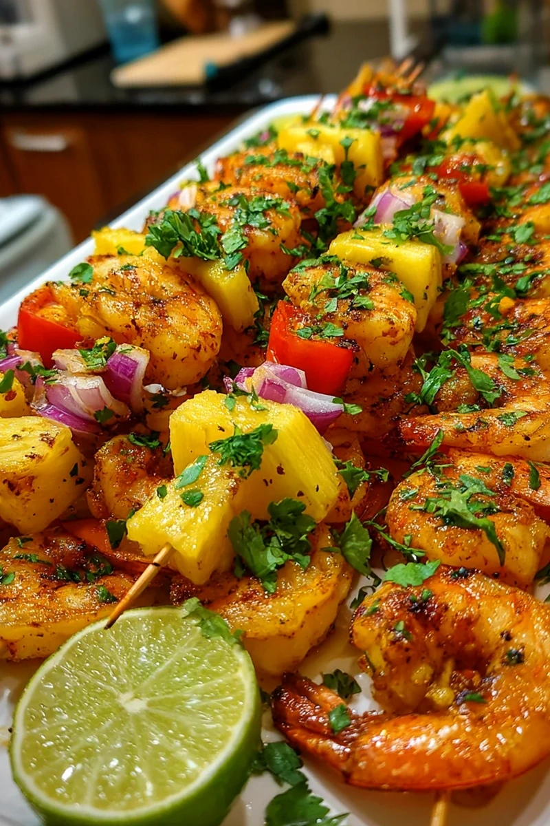 Grilled Shrimp Pineapple Skewers 3 Grilled Shrimp Pineapple Skewers