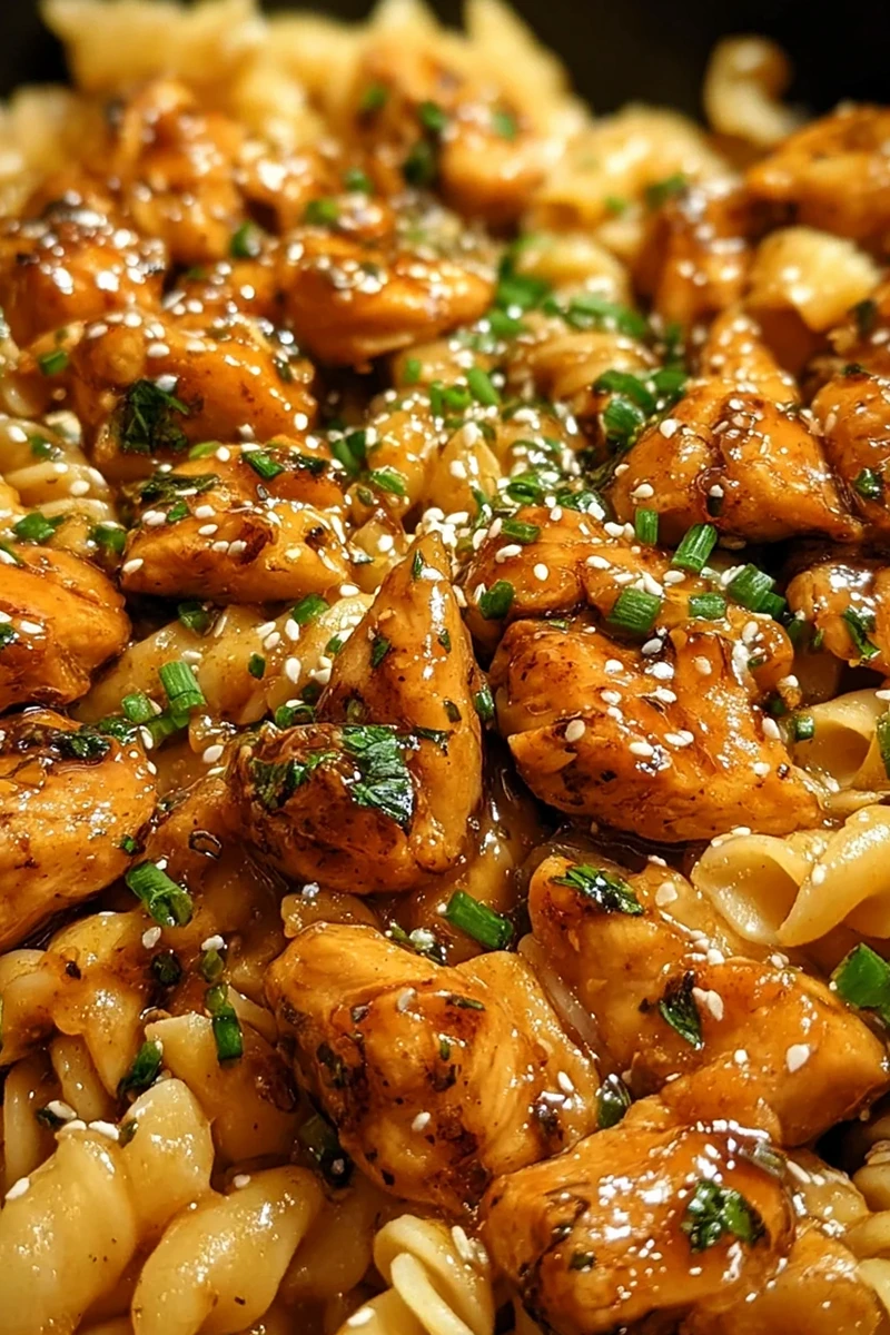 Sticky Honey Garlic Chicken Pasta Skillet 3 Sticky Honey Garlic Chicken Pasta Skillet