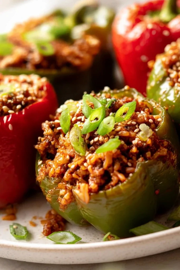 Savory Korean-Style Beef and Rice Stuffed Bell Peppers